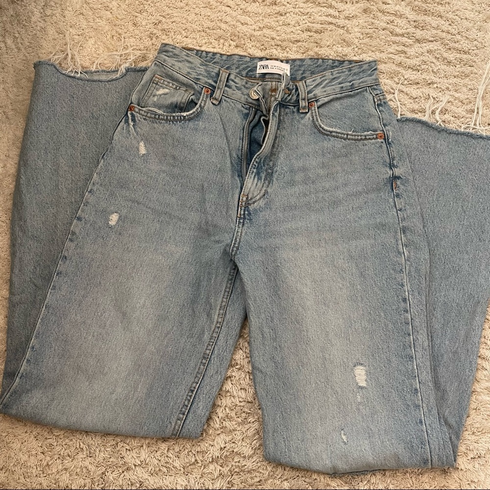 zara light wash 90s high rise straight jeans